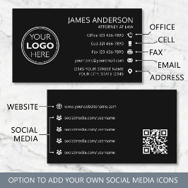 Corporate Logo Fax QR Code Professional Black 名刺