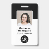 Corporate Logo Photo Barcode Custom Employee ID バッジ (正面)