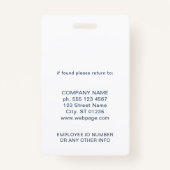 Corporate Logo Photo Custom Employee ID バッジ (裏面)