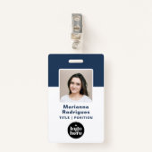 Corporate Logo Photo Custom Employee ID バッジ (正面クリップ)