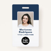 Corporate Logo Photo Custom Employee ID バッジ (正面)