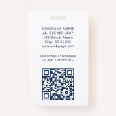 Corporate Logo Photo Custom Employee ID バッジ (裏面)