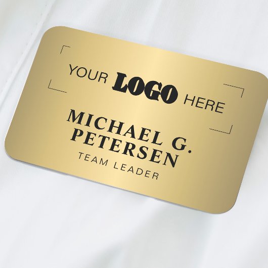Corporate logo professional employee faux gold 名札