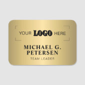 Corporate logo professional employee faux gold 名札 (正面)