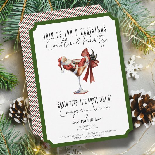 Corporate Minimalist Santa Cocktail Christmas 招待状