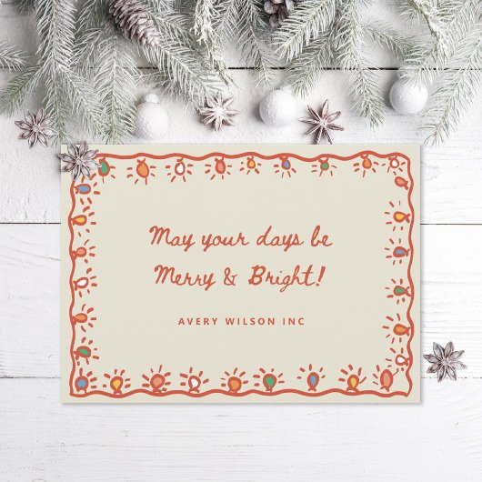 Corporate Office Doodle Christmas Lights Photo シーズンカード