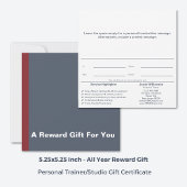 Corporate Personal Trainer Reward Gift Certificate
