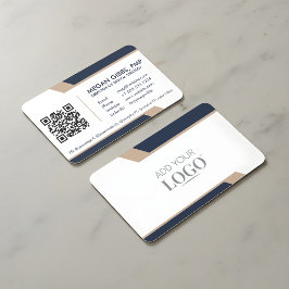 Corporate Professional Modern Geometric Navy Blue 名刺