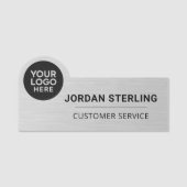 Corporate Professional Silver Company Modern Logo 名札 (正面)