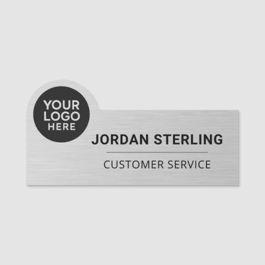 Corporate Professional Silver Company Modern Logo  名札 (正面)