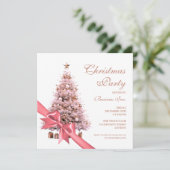 Corporate Rose Gold Christmas Tree Bow Holiday  招待状 (スタンド正面)