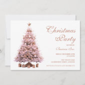 Corporate Rose Gold Christmas Tree Holiday Party  招待状 (正面)