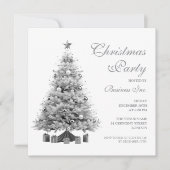 Corporate Silver Christmas Tree Holiday Party  招待状 (正面)