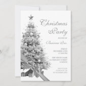 Corporate Silver Christmas Tree Holiday Party  招待状 (正面)