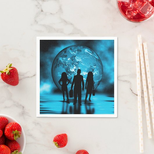 Corporate Team Silhouette Futuristic Business スタンダードカクテルナプキン