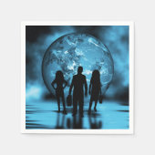 Corporate Team Silhouette Futuristic Business スタンダードカクテルナプキン (正面)