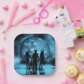 Corporate Team Silhouette Futuristic Business ペーパープレート (パーティー)