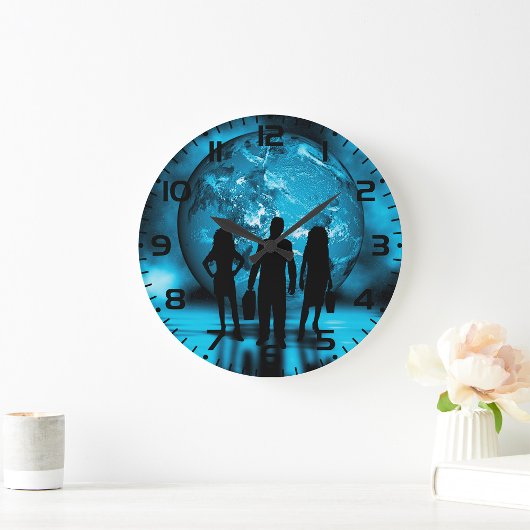 Corporate Team Silhouette Futuristic Business ラージ壁時計