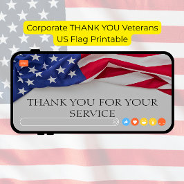 Corporate THANK YOU Veterans US Flag Printable サンキューカード