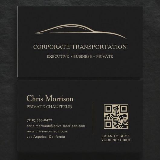 Corporate Transportation QR Code Black & Gold 名刺