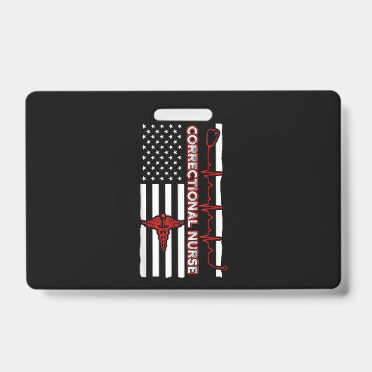 Correctional Nurse USA Flag Nursing RN バッジ (表面)