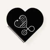 Corrections Nurse Thin Grey Line Heart US Flag ノートブック (正面)