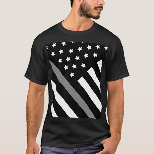 Corrections Officer Black Gray Flag T-Shirt Tシャツ (正面)