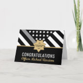 Corrections Officer Graduation Thin Silver Line サンキューカード (正面)