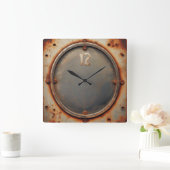 corroded steel スクエア壁時計 (ホーム)