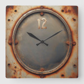 corroded steel スクエア壁時計 (正面)