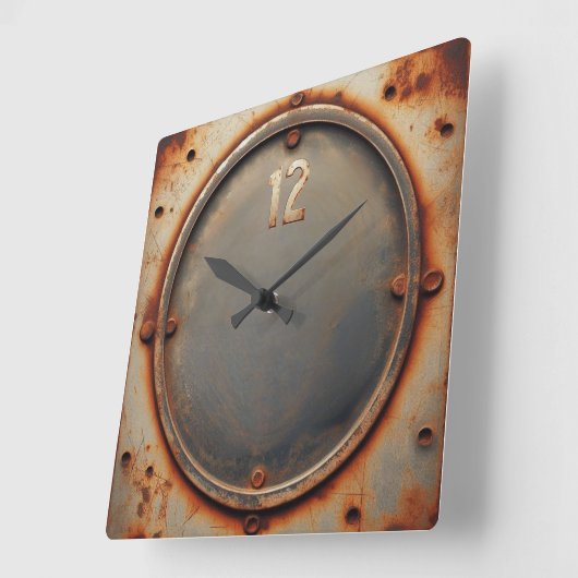corroded steel スクエア壁時計 (傾斜)