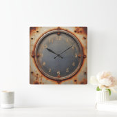 corroded steel circle スクエア壁時計 (ホーム)