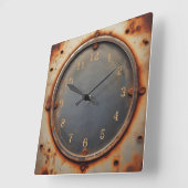 corroded steel circle スクエア壁時計 (傾斜)