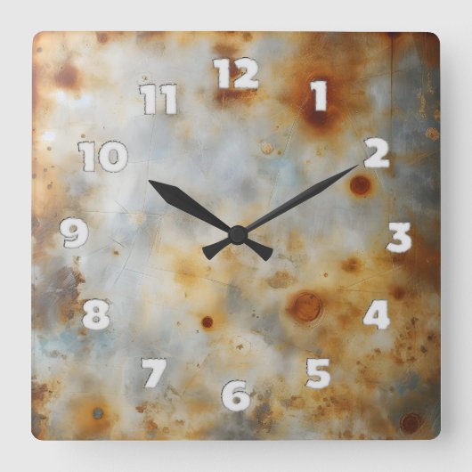 corroded steel plate スクエア壁時計 (正面)