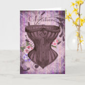 Corsetiere Iのコルセットのイラストレーションの挨拶状 カード (黄色い花)
