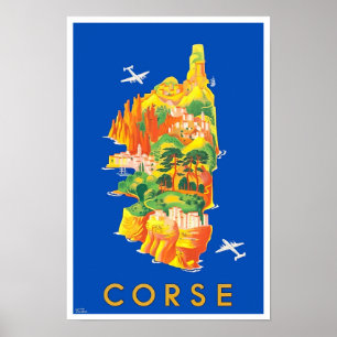 Corsica France vintage travel ポスター