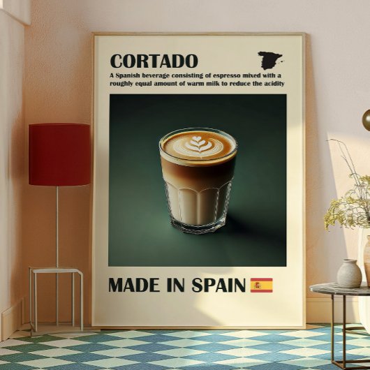 Cortado Coffee Wall Art, Espresso スペインの Drink ポスター