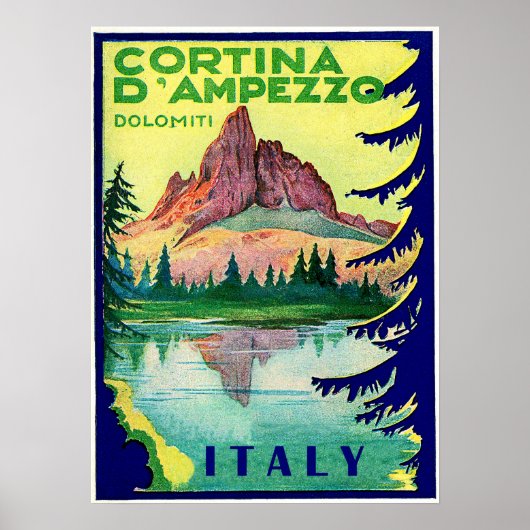 Cortina D' Amperzzo, Dolomiti Alps,イタリア,ヴィンテージ ポスター (正面)