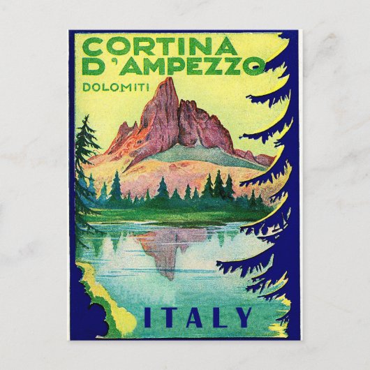 Cortina D' Amperzzo, Dolomiti Alps,イタリア,ヴィンテージ ポストカード (正面)