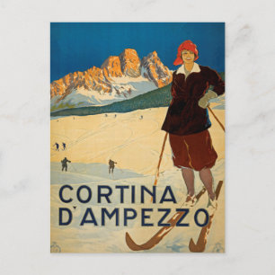 Cortina d' Amperzzo, Italy Vintage Travel Postages ポストカード