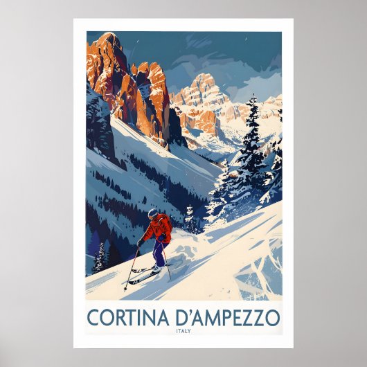 Cortina dampezzo Ski Print - Italy 1 ポスター (正面)