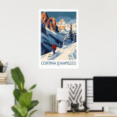 Cortina dampezzo Ski Print - Italy 1 ポスター (ホームオフィス)