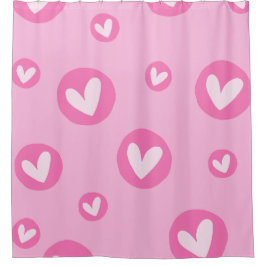 Cortina de Banho com Padrão de Corações Rosa シャワーカーテン