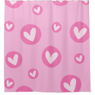 Cortina de Banho com Padrão de Corações Rosa シャワーカーテン