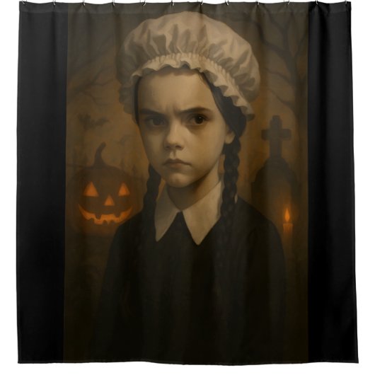 Cortina de ducha Halloween: Wednesday Addams  シャワーカーテン (正面)