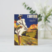 Cortina Dolomitiイタリアのヴィンテージのポスターを復元 ポストカード (スタンド正面)