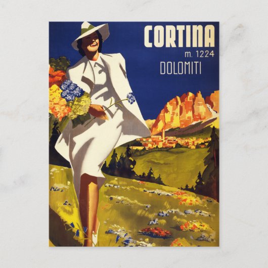 Cortina Dolomitiイタリアのヴィンテージのポスターを復元 ポストカード (正面)