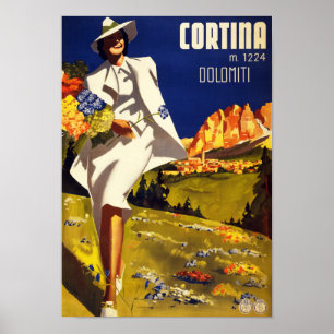 Cortina Dolomiti Italy Vintage Poster Restored ポスター