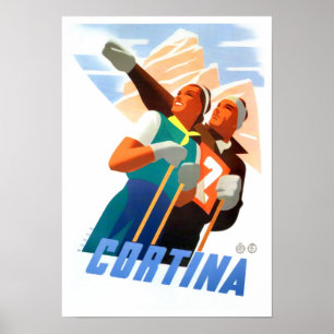 Cortina Italy vintage travel Poster ポスター