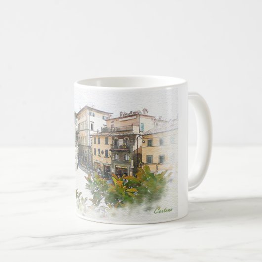 Cortona。 イタリア。 タスカニー コーヒーマグカップ (正面右)